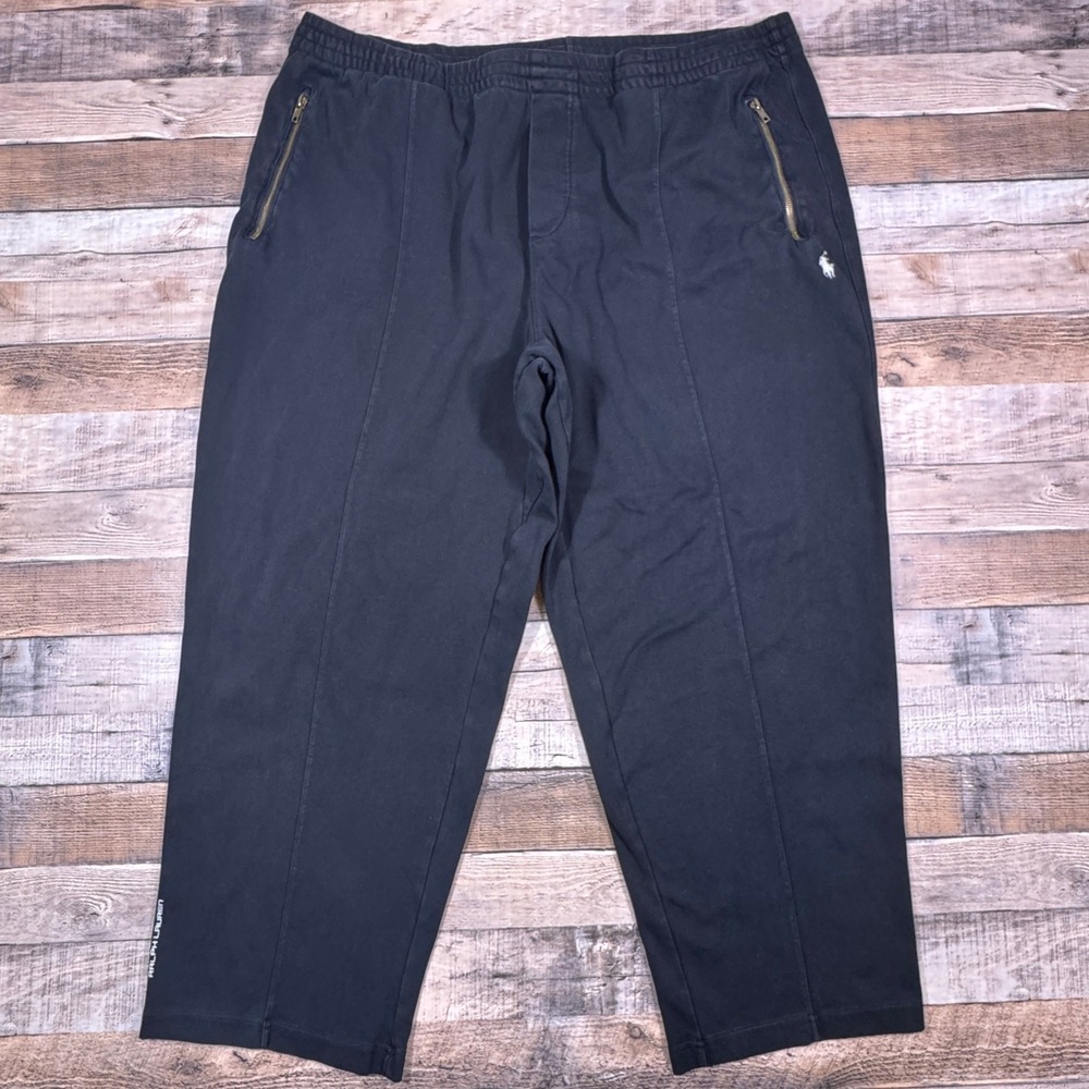 Polo Ralph Lauren Womens Track Jogger Lounge Pants Black Cotton Pony Logo